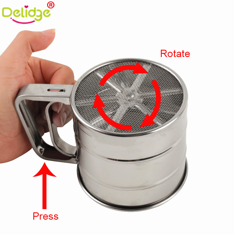 Delidge 1 pc mesh bloemzeef roestvrijstalen bekervormige bloemzeef maaswijdte bloemzeef mechanische bakpoedersuikerstrooier