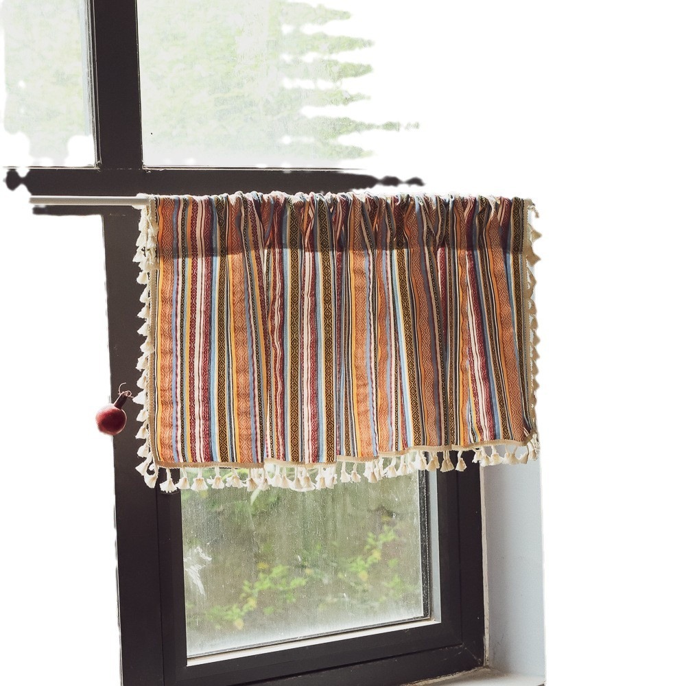 Cortina curta quarto bay janela varanda cortina pendurada tecido armário de cozinha estilo bolso meia cortina