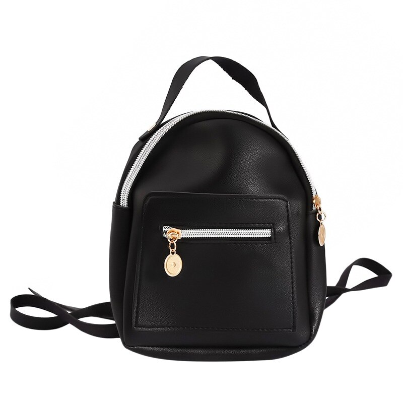 Mini Backpack Crossbody Bag For Teenage Girl PU leather Women Shoulder Phone Purse Female Backpack: Style 2 black