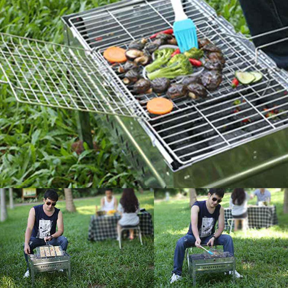 Household On-stick Triple Fish Grilling Basket w/ Wood Grill Net Fish Fish BBQ Handle Rack Grilling BBQ Barbecue Tool Outdo X0G2