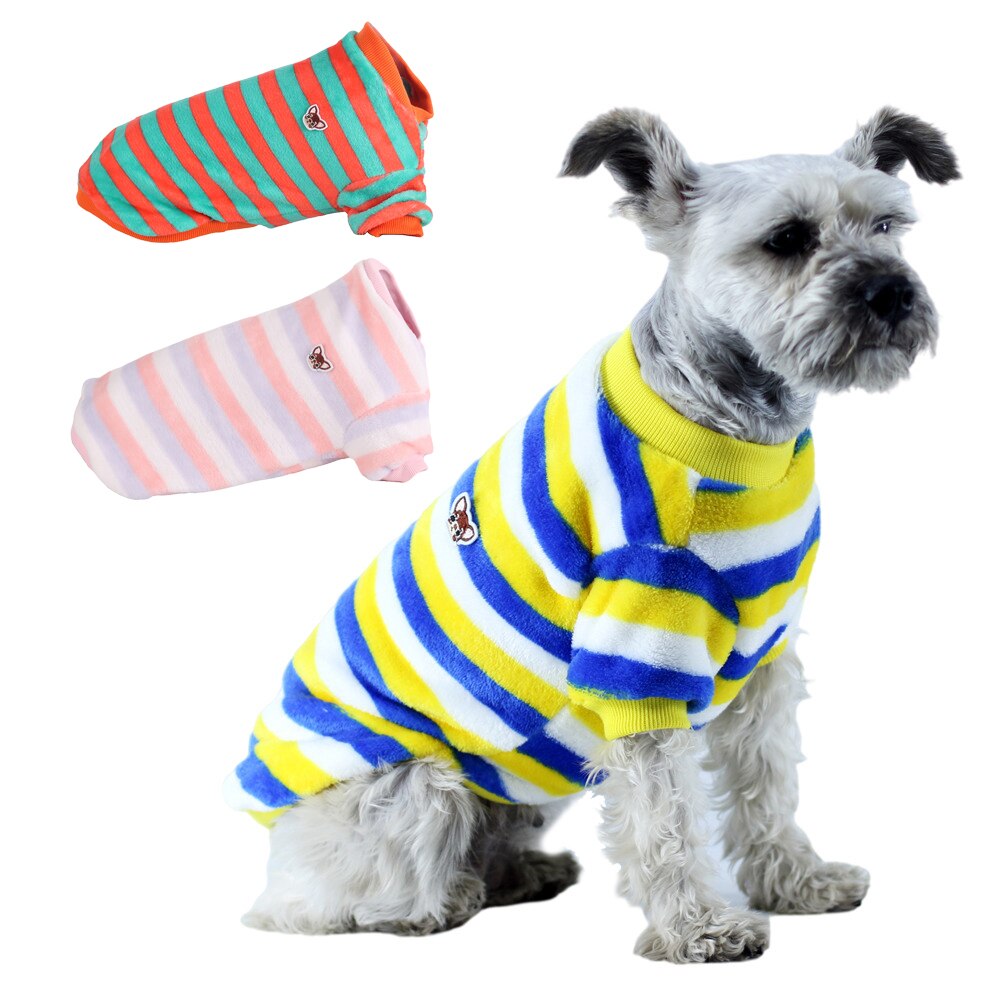 Zachte Flanellen Hond Kleding Voor Kleine Honden Winter Warm Hond Vest Regenboog Gestreepte Puppy Katten Kleding Chihuahua Poedel Shih Tzu jas