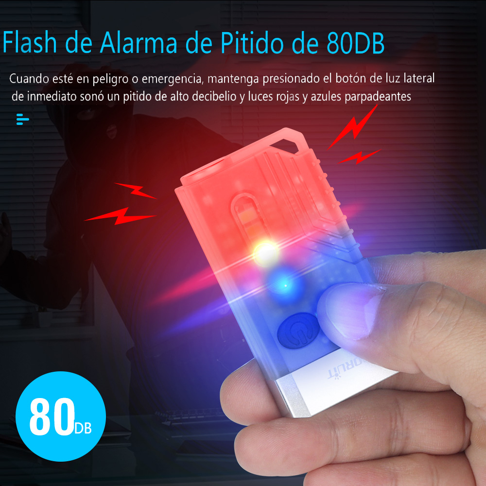 BORUiT V10 EDC Keychain Flashlight Portable Mini Torch Type-C Rechargeable Work Light With Magnet UV Beep Camping Pocket Lantern