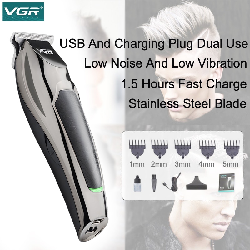 Cortadora de pelo eléctrica VGR, máquina de afeitar a prueba de agua, máquina de afeitar de barba, cortadora de pelo , máquina de corte de pelo USB para hombres cortadora de pelo maquinilla de cortar pelo
