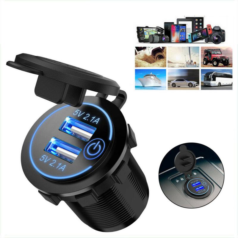 12v / 24v autoladers voor iphone, xiaomi, huawei, dubbele usb-autolader, sigarettenaanstekeradapter, inbouwlader