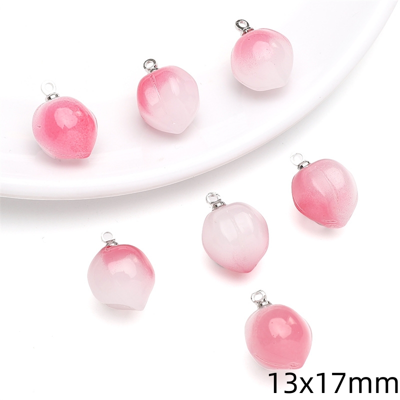 Abalorios de cristal de melocotón y fresa, colgante de fruta de imitación para pulseras Diy, llavero, collar, manualidades, materiales para hacer joyas, 2-5 uds.: Color dorado