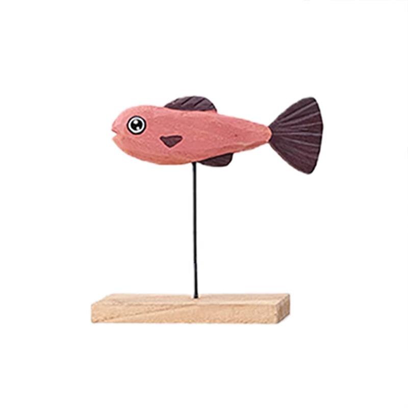 Garden Wooden Fish Ornaments Fish on Stand Decor Fish Statue Desktop Decoration for Home Office Bar: 04