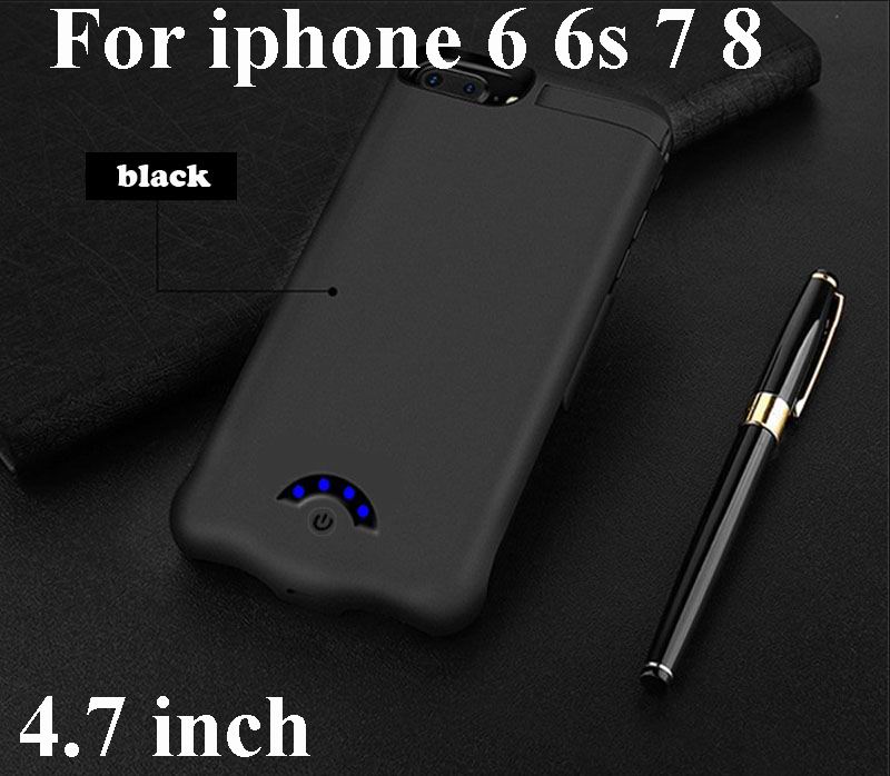 10000Mah Slanke Ultra Dunne Batterij Oplader Voor Iphone 8 7 6 S 6 S Plus Power Bank backup Charger Case Voor Iphone 6 6s 7 8: 6 6s 7 8 Black