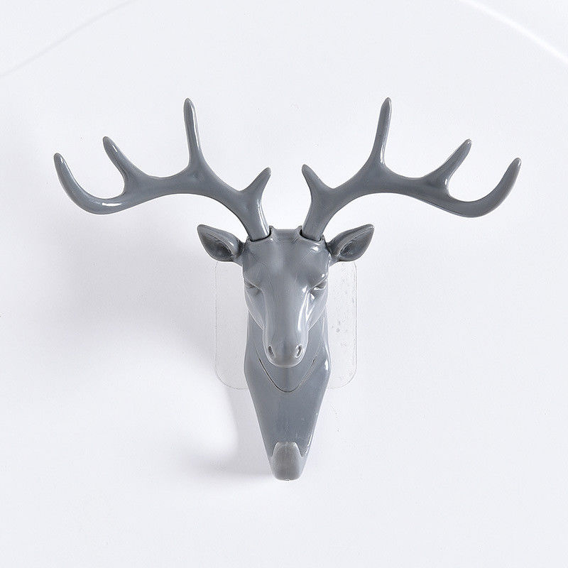 Wall Hanger Decor Deer Head Antler American Style Keys Bags Clothes Hook Holder Decorative Shelves: Grey