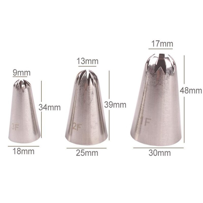 3pcs #1F#2F#3F Cherry Flower Icing Piping Nozzles Piping Tips Stainless Steel Nozzle Frosting Cake Decorating Tools Kitchen Set