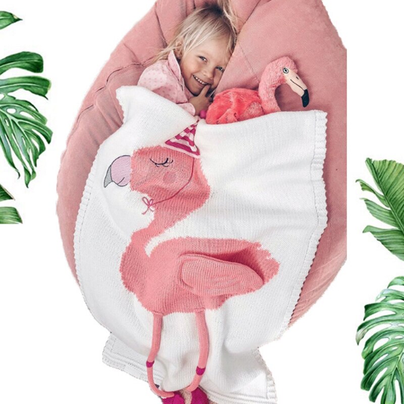 Småbørn drenge piger strikket tæppe flamingoer sove svøb tæpper baby seng betræk blødt badehåndklæde børn wrap strandmåtte