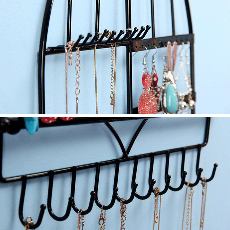 Metal Earring Organizer Household Wall Hanging Necklace Rack Ear Clip Jewelry Display Rack Ear Stud Bracelet Holder