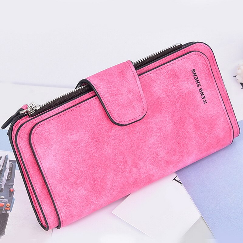 Monerffi Women Leather Luxury Card Holder Clutch Casual Women Wallets Zipper Pocket Hasp Ladies Wallet Female Purses Long PU