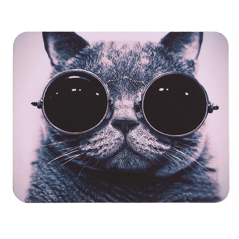 Tapis de souris mignon lunettes de soleil chat image anti-dérapant Portable confortable ordinateur Portable tapis de souris tapis de souris en caoutchouc tapis de souris pour souris optique