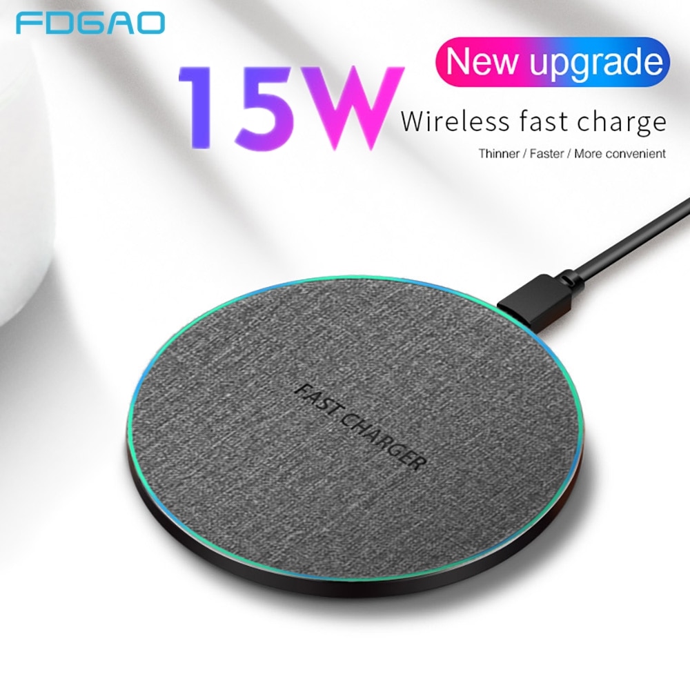 FDGAO 15W Qi Wireless Charger for iPhone 12 11 XS XR X 8 Fast Charging Pad Dock Station For Sasmung S21 S20 S10 S9 Note 10 20