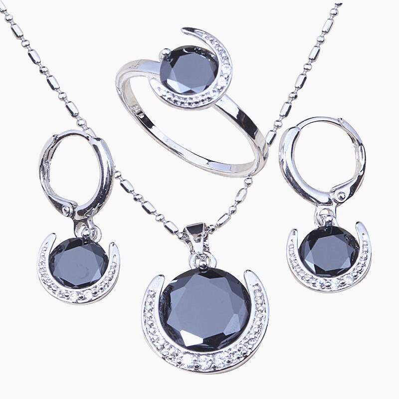 Liefde Monoloog Prachtige Bloem Crystal &amp; Zirconia Zilveren Kleur Sieraden Sets Voor Bruiloft J0639
