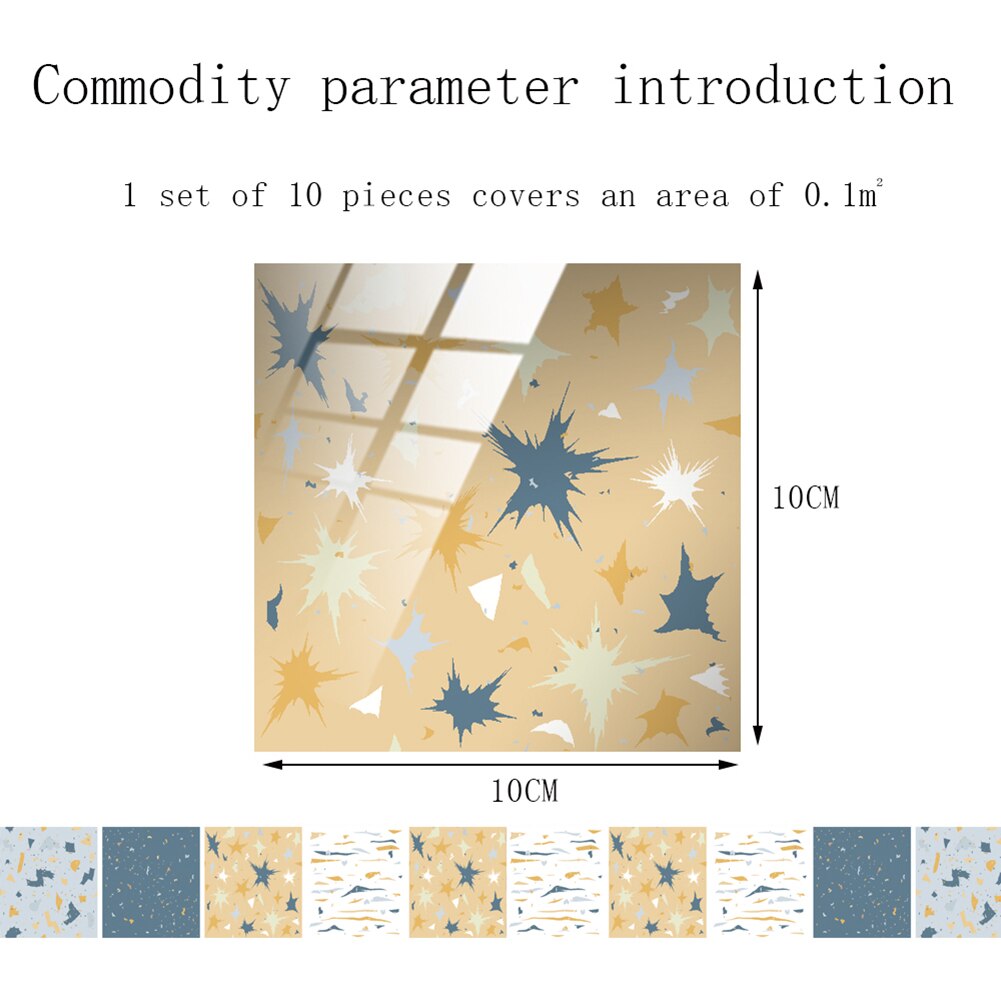 10Pcs Retro Ceramic Floor Tile Stickers Self Adhesive Ceramic Waterproof Wallpapers Art Diagonal Floor Stickers Kitchen Decor