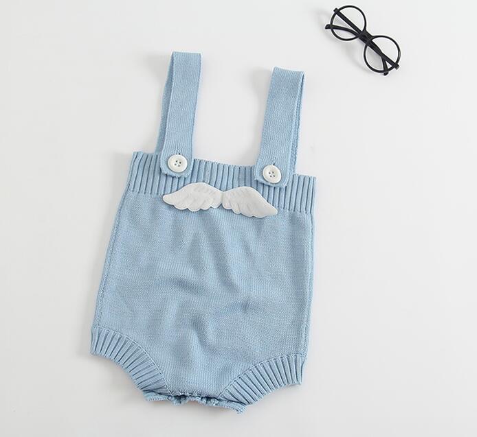 en najaar Baby Rompertjes Bebe Klimmen Pak Kleding breien Kleding Met Engelenvleugels: Blauw / 24M