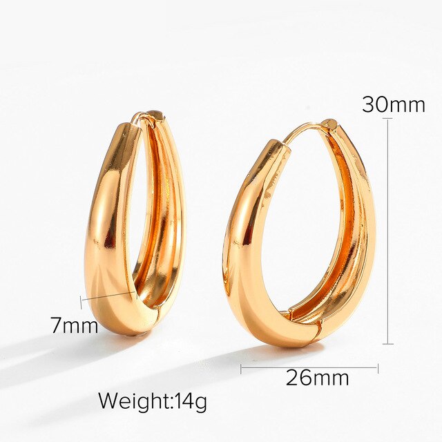 Cool SIlver Color Brass Hoop Earrings for Women Hollow Shape Chunky Huggie Statement Earring Jewelry: gold