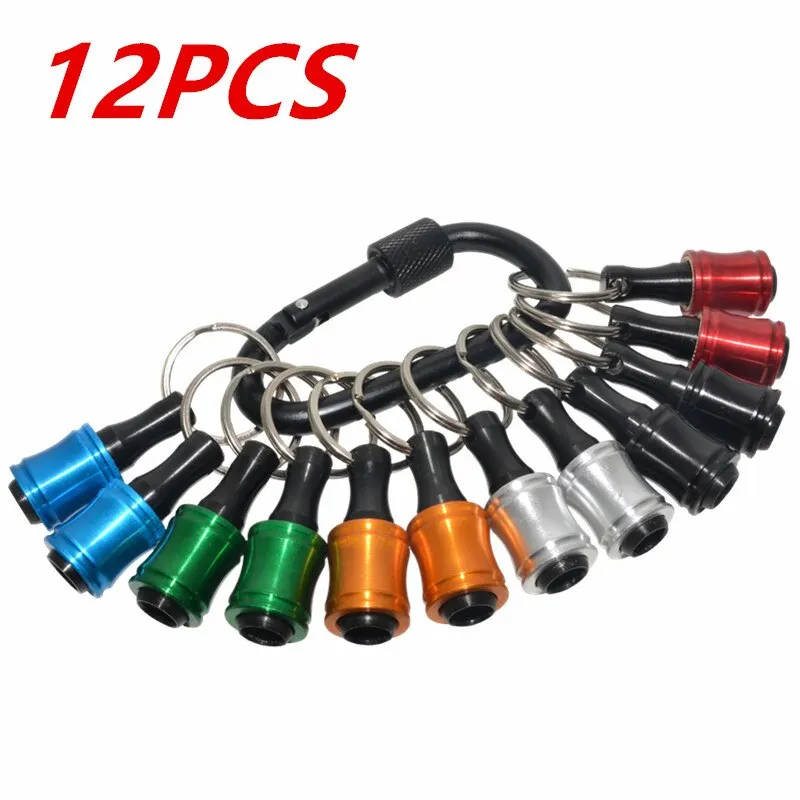 12pc Color Keychain Quick Change Connecting Rod 1/4 Hexagonal Handle Screwdriver Head Quick Release Sleeve Conversion Rod Set: GOLD