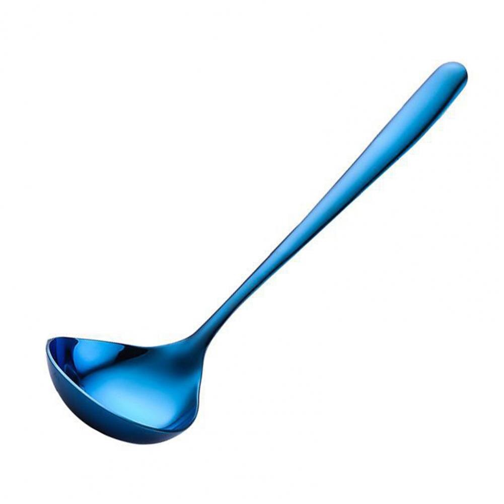Stainless Steel Soup Spoon Thickened Stainless Steel Soup Ladle Long Handle Stirring Spoon Tablespoon Kitchen Supplies Tableware: Dark Blue