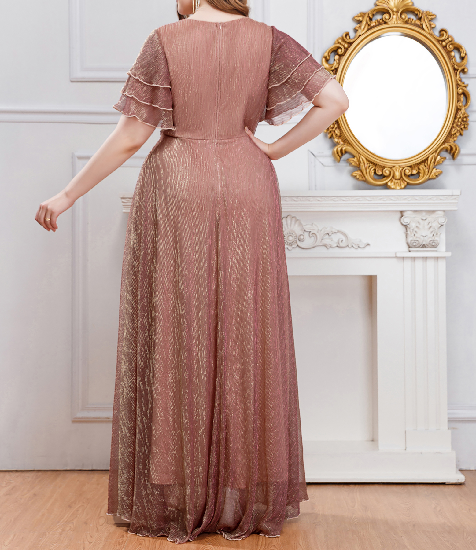 Beeindruckend! Plus Größe Chiffon-Kleid mit V-Ausschnitt Geheimnis – Elegantes langes Kleid für kurvige Frauen! Abnehmen und atemberaubend!