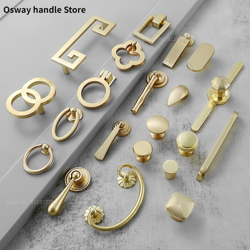 Manijas de cajón para muebles, pomo de cocina para puerta, cajón, muebles de cocina, anillos dorados de un solo orificio