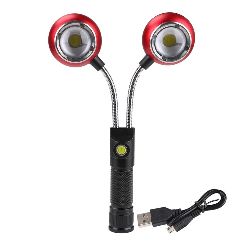 Work Light Flexible Bendable Double Head COB LED net Work Light USB Torch Lamp Rechargeable Light