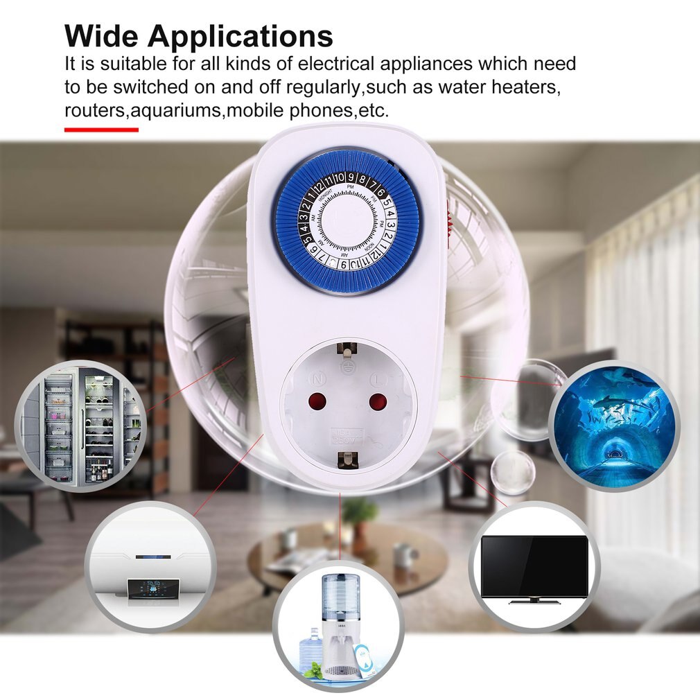 Temporizador interruptor inteligente cuenta atrás enchufe 24 horas enchufe mecánico programable interior Auto apagado