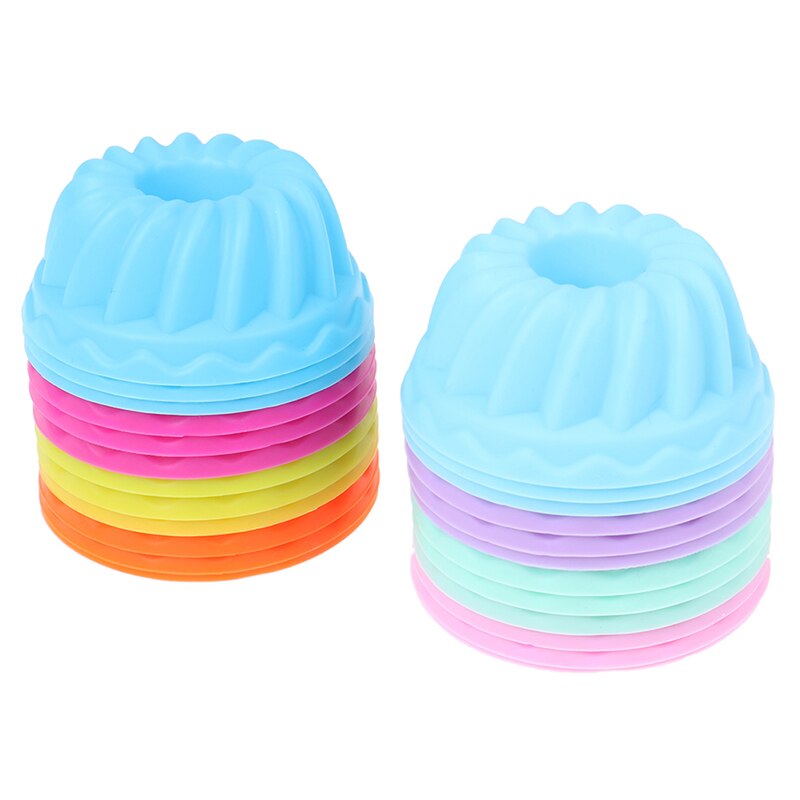 12pcs/set Baking Jelly Mould Silicone Pudding Cupcake Muffin Donut Mold