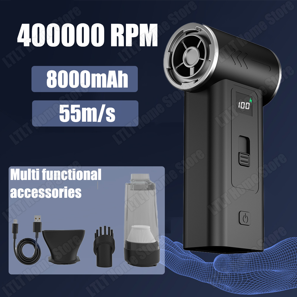 Souffleur à Jet Turbo 400000 RPM puissant ventilateur d'air moteur sans brosse Turbo ventilateur 8000mAh Souffleur Air Puissant ventilateur de voiture