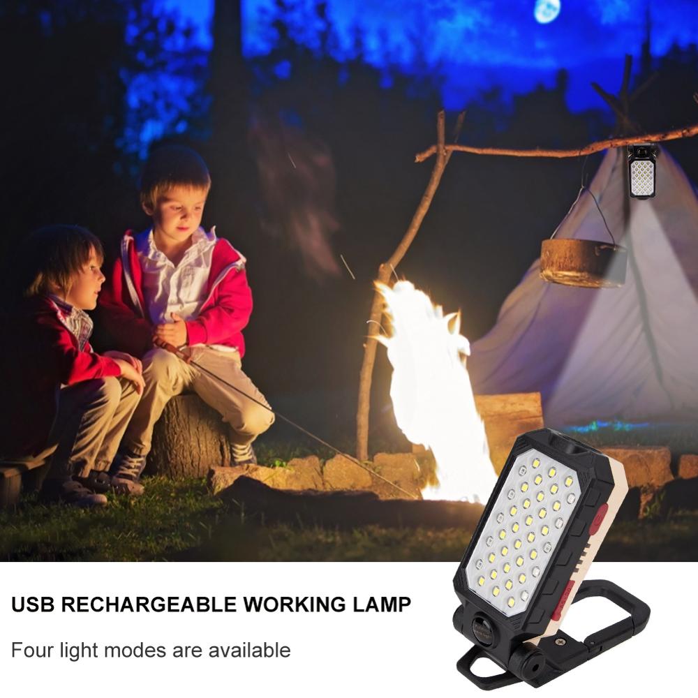 4- mode arbejdslampe usb genoplade camping lommelygte vandtæt fakkel led lanterne nødlampe med stativ interface lommelygte