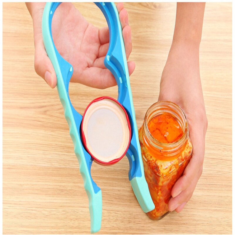 Opener voor Bier Fles Jar Opener Keuken Koken Gadgets Accessoires 4 in 1 Handige Anti-slip Kan Deksel Schroef opener Fles