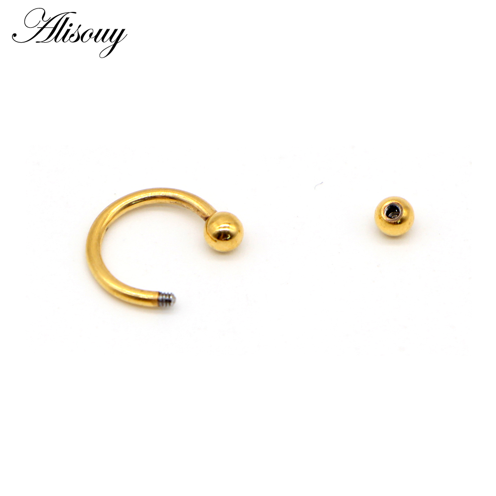 Alisouy 1 Uds tabique nasal anillo labio pezón ceja lóbulo aros herradura oreja Piercings para Mujeres Hombres acero joyería del cuerpo