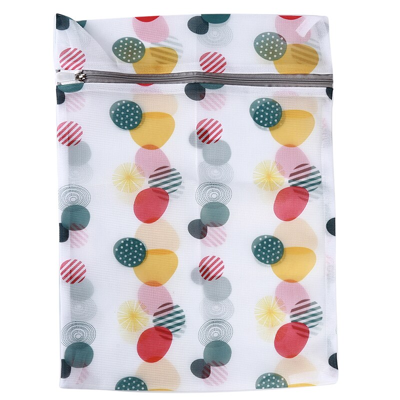 Printing Zippered Mesh Laundry Bag Polyester Laundry Wash Bags Coarse Net Laundry Basket Bags for Washing Machines Bra Bag: 30x40cm
