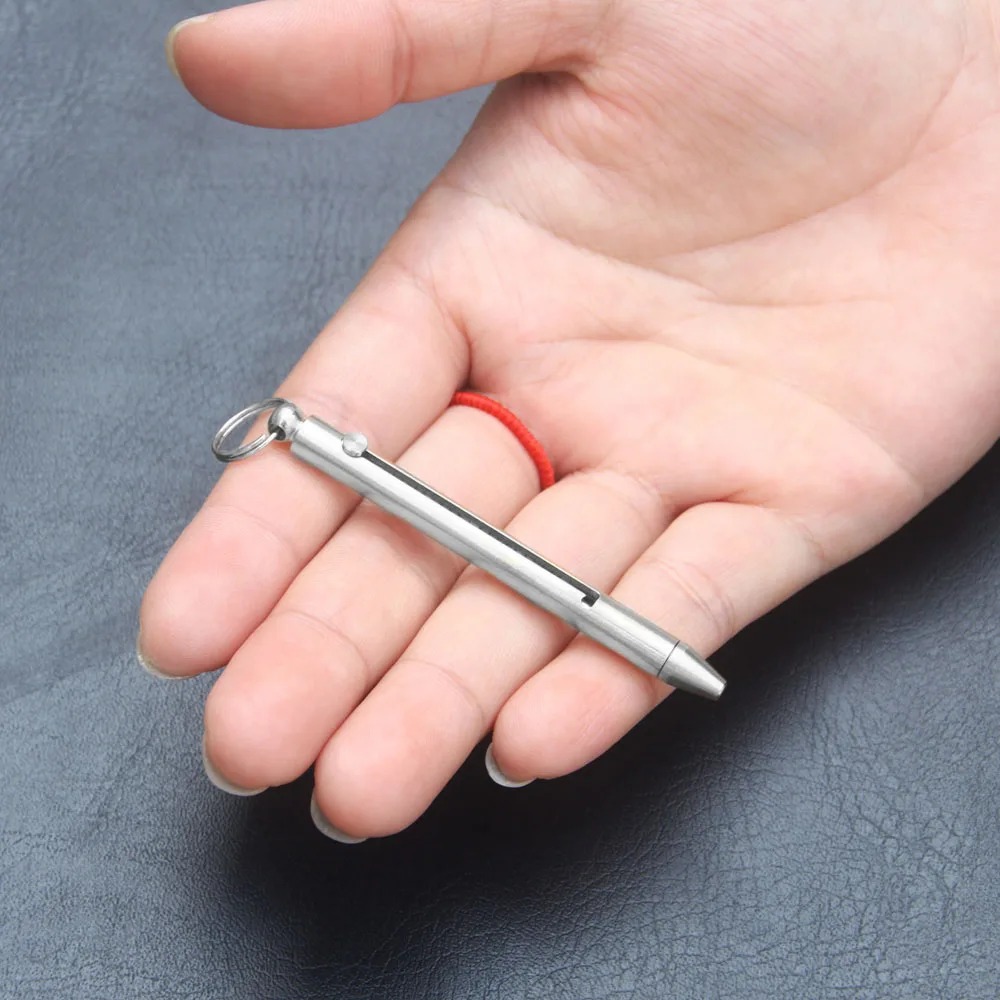 camping titanlegering trykk-dra fjær tannpirker med tannpirkerholder nøkkelring ultralett multifunksjonell fruktgaffel