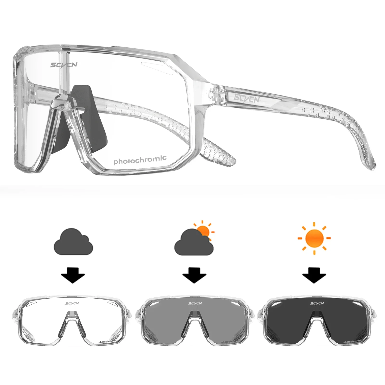 SCVCN Fahrradbrille, Fahrrad, Mountainbike, Wandern, Camping, Golf, UV400, Sonnenbrille, Sportschutzbrille für Männer und Frauen, Baseball: Champagner