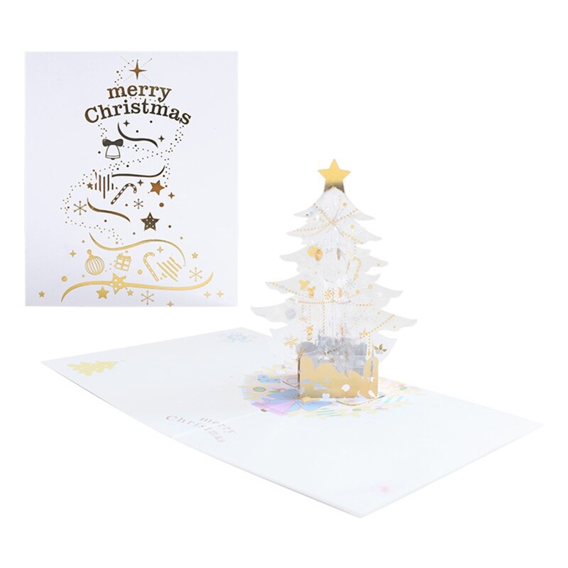 3D Pop-up Christmas Tree Castle Greeting Cards Birthday Postcards Invitations: 3