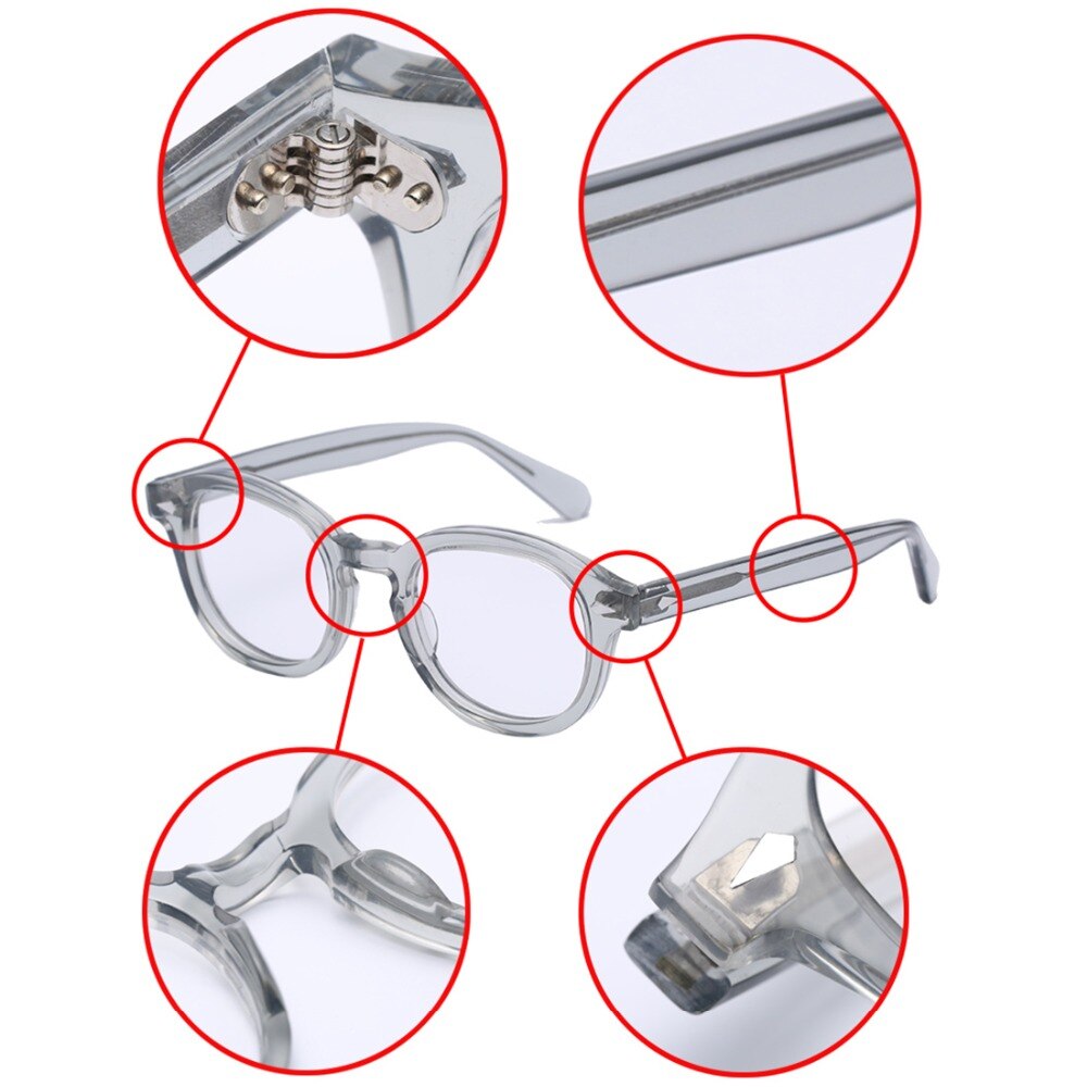 Round Handmade Acetate Frame Women Johnny Depp Glasses Men Brand Computer Goggles Optical Spectacle frame Demi Myopia