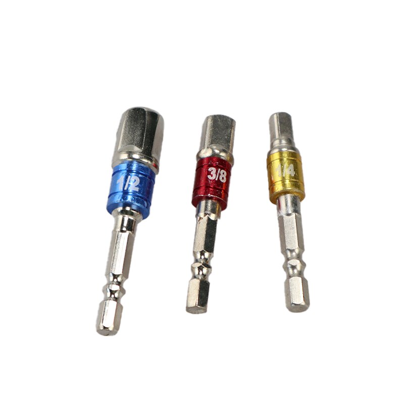 3pcs Drill Socket Adapter for Impact Driver with Hex Shank to Square Socket Drill Bits Bar Extension Set