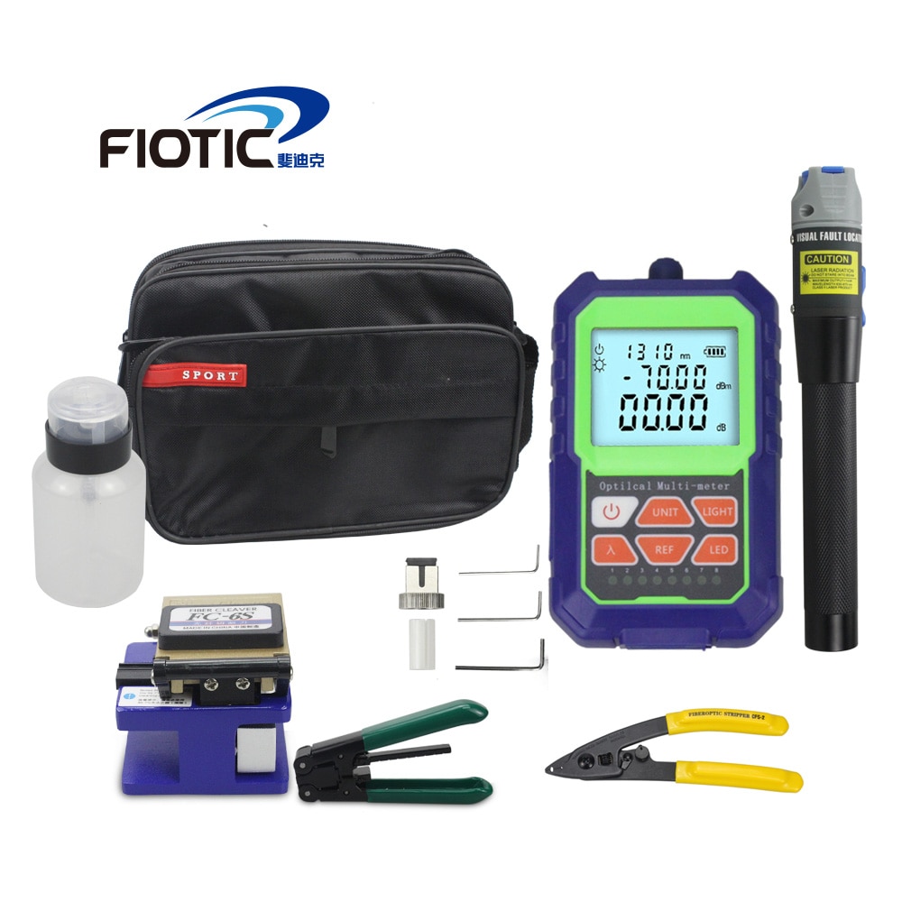 Fiber Optic FTTH Tool Kit Fiber Cleaver FC6S Mini Optical Power Meter 5KM Visual Fault Locator 1MW Wire Stripper Miller Clamp