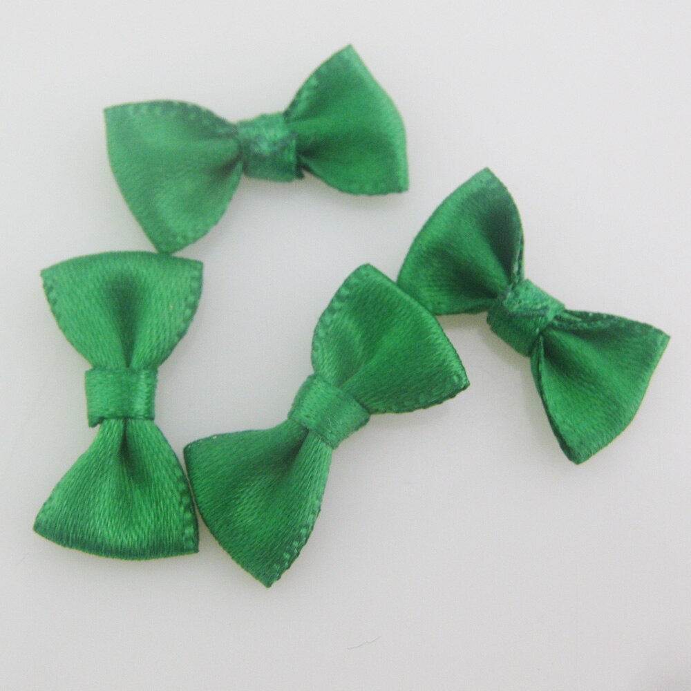 50Pcs 2CM long Line Shape Small Bows Satin Ribbon Knotted 35 Colors Cute Bowtie Clothes Headwear Ornament: light green