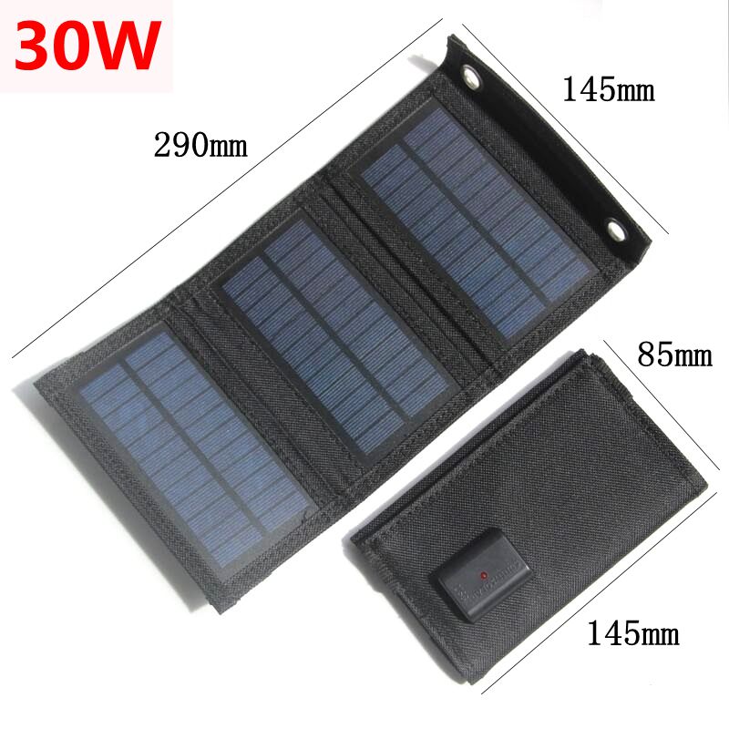 70w/50w/30w foldbare solpanel usb 5v soloplader vandtæt solcelle bærbar udendørs telefon powerbank til campingvandring: 30w
