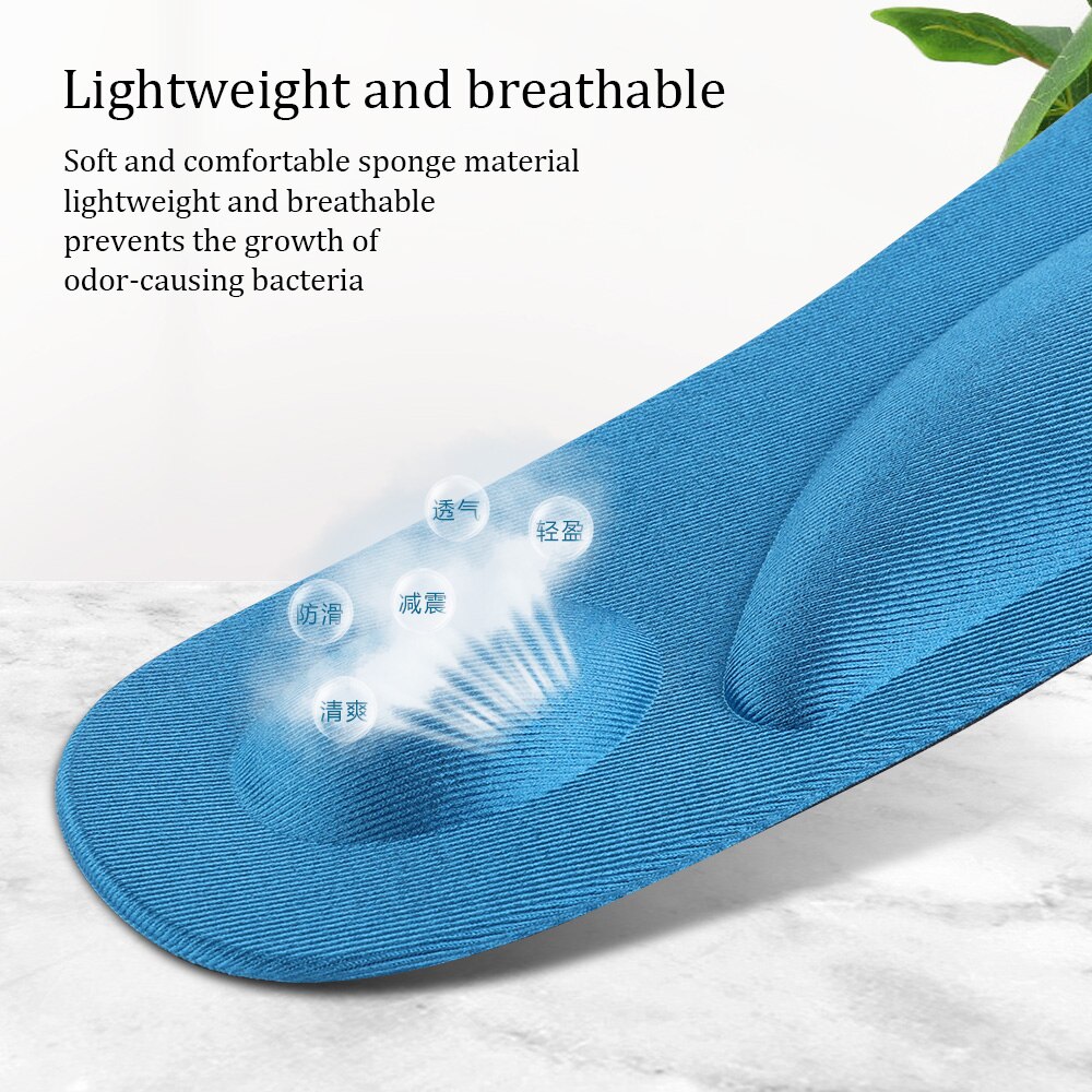 1 paire de semelles orthopédiques 4D pour hommes et femmes, semelles intérieures en éponge, chaussures de Sport confortables, absorbe les chocs, talon en Gel, couleur aléatoire