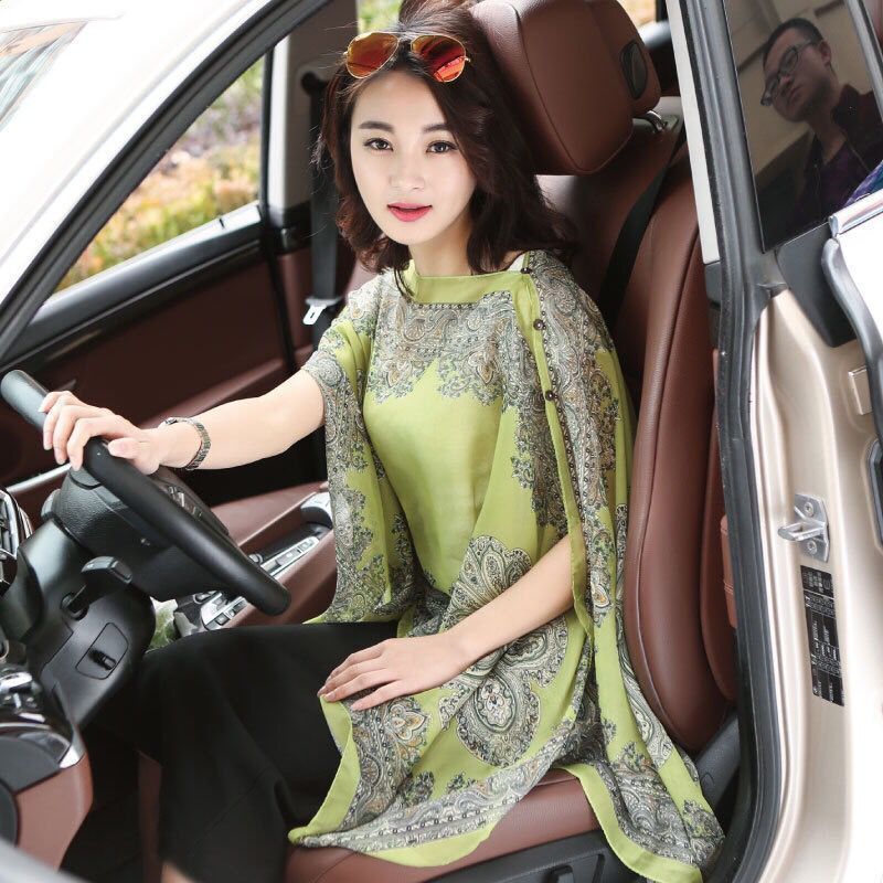 Châle en soie multifonctionnel pour femmes, écharpe magique en mousseline de soie, protection solaire, serviette de plage super longue, polyvalente: Grass green