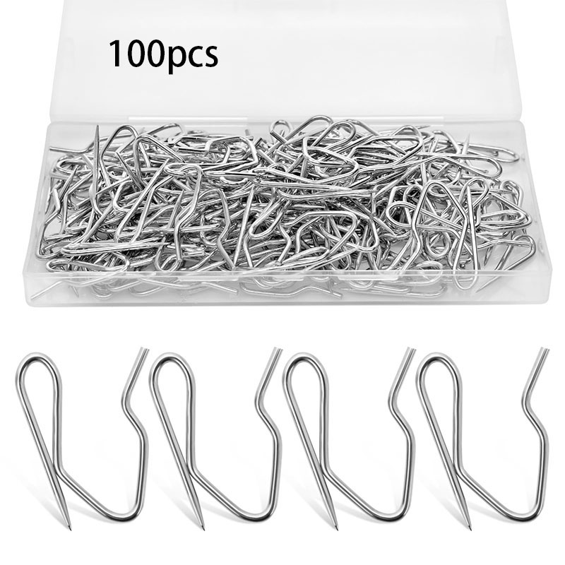 50/100 Uds. Ganchos de Metal para cortinas, pasadores de gancho plisado con caja transparente para cortina de ventana, cortina de puerta y cortina de ducha: YELLOW