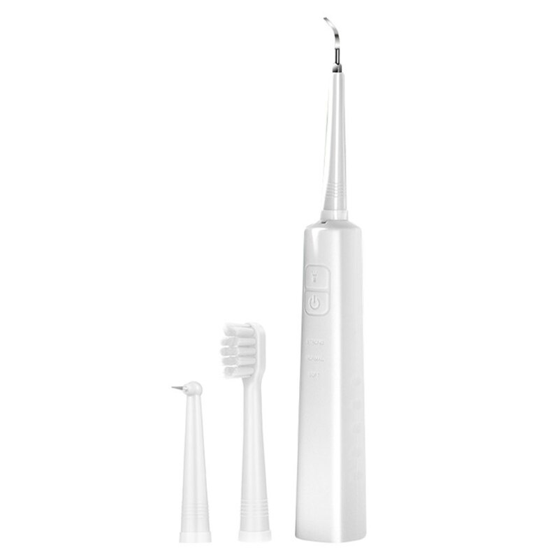 Dental Calculus Remover with 3 Replaceable Clean Heads Tartar Scraper for Teeth 3 Cleaning nodes Electric: White