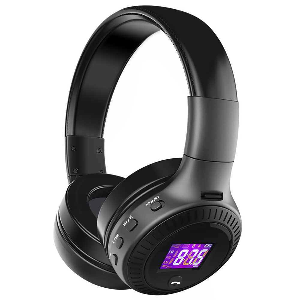 ZEALOT-auriculares inalámbricos B19 con Bluetooth, dispositivo de audio estéreo de graves, compatible con microSD, tarjeta AUX, micrófono de Radio: Negro