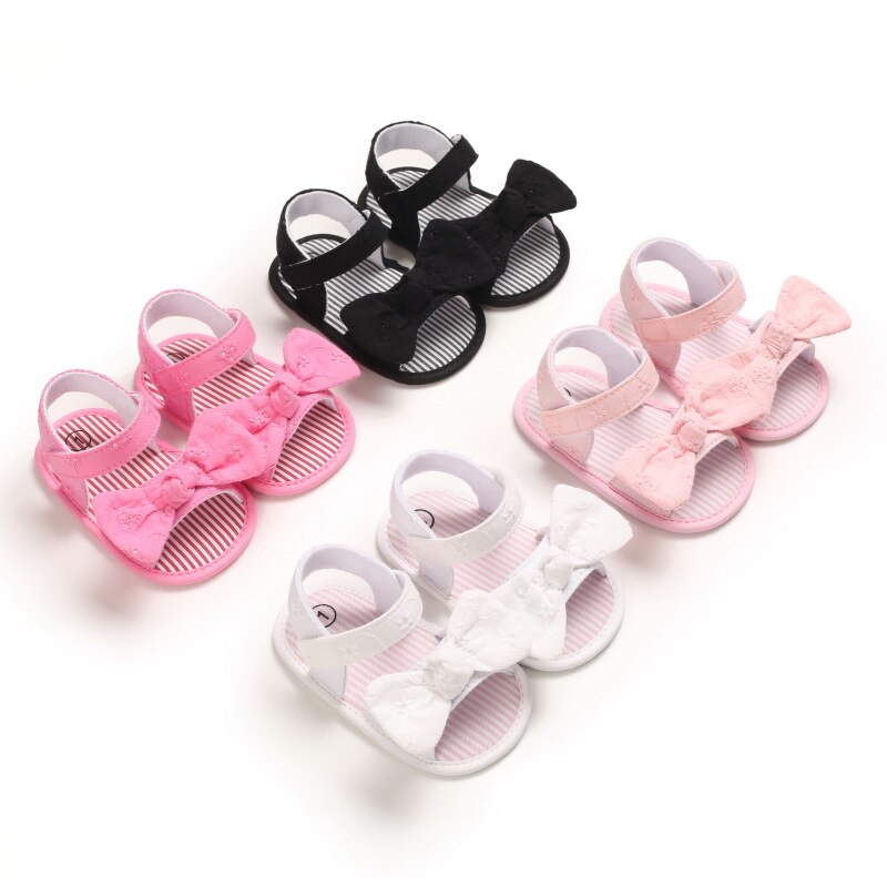 Kid Baby Sandalen Meisjes Zomer Effen Streep Boog Knoop Platte Met 0-18 Monthes Kinderen Leuke Mooie Strik Prinses schoenen