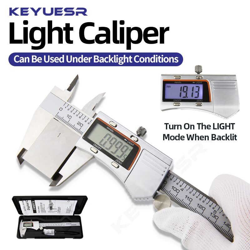 Light Digital Caliper Electronic Micrometer Ruler Digital Vernier Calipers Stainless Steel Digital Pachymeter Measuring Tools