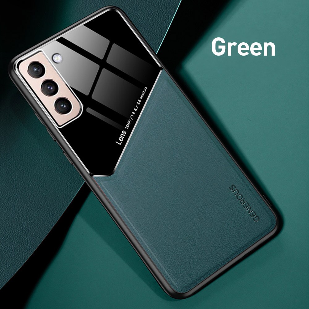 Funda de cuero con soporte magnético para Samsung Galaxy S21 FE S21FE S 21FE 5G, 6,4 ", TPU, Marco suave, protección Coque: S21 FE 5G / green